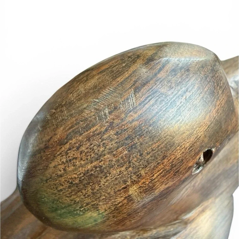 Vintage Decorative Duck Decoy‎ Hand-Carved Heavy Ironwood